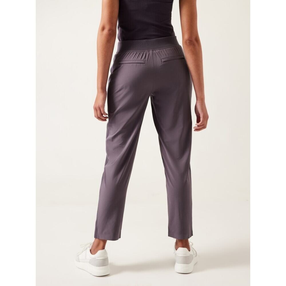 Athleta Brooklyn Ankle Pants Womens 8 Petite Mauve Zip Pockets Elastic Waist - Picture 2 of 10